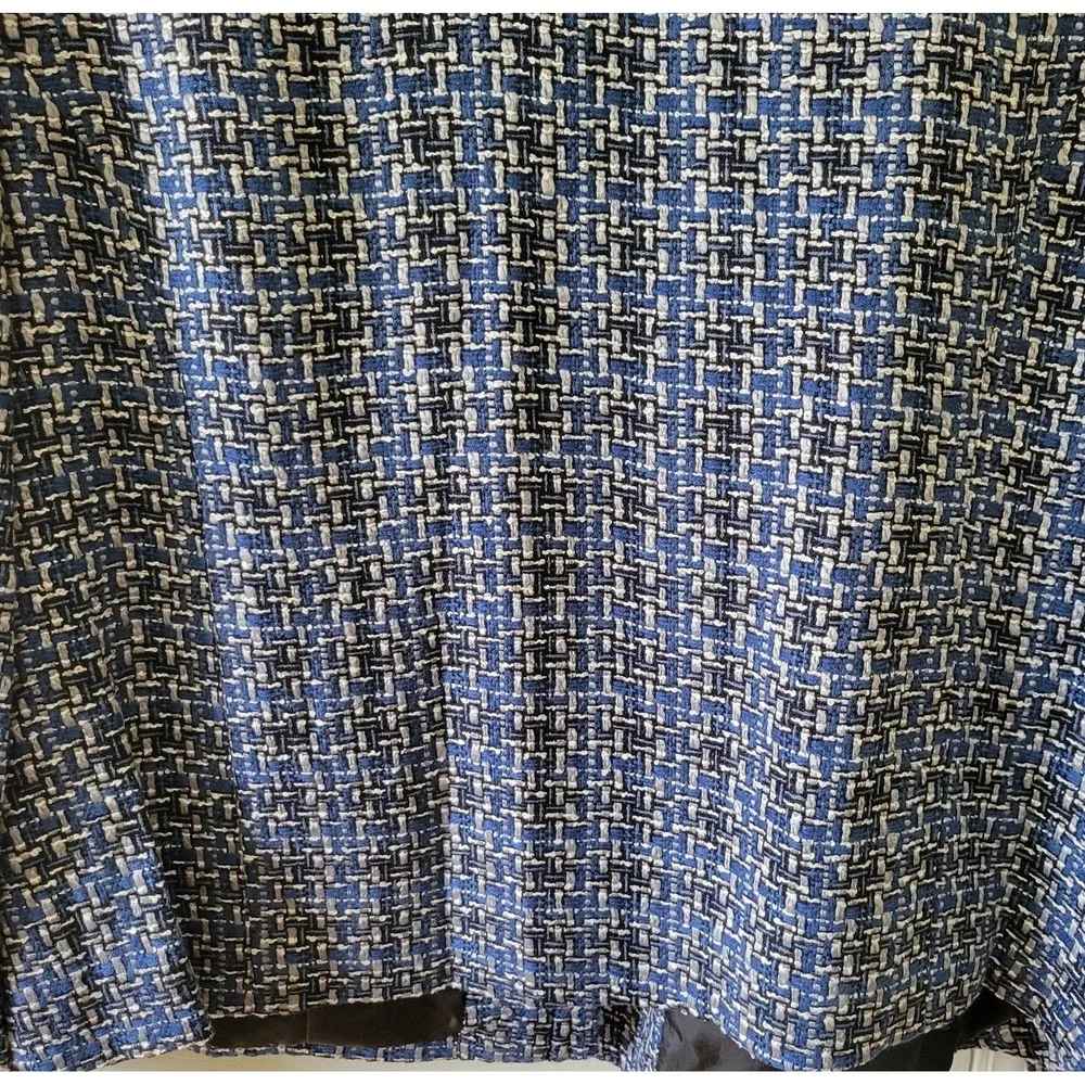 Dressbarn Tweed‎ Blazer Size 18 Blue Black Gray Open Front Pockets Lined